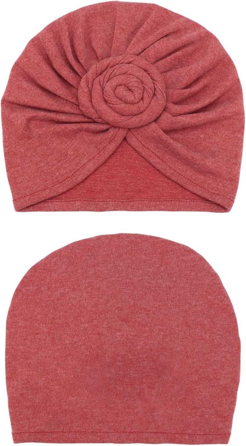 image:imageDRESHOW 5 Pack Knotted Headwraps for Women African Turban PreKnotted Beanie Headwraps Hair Covers5 Pack Donuts BeigeLight PinkFuchsiaBrownLight Purple