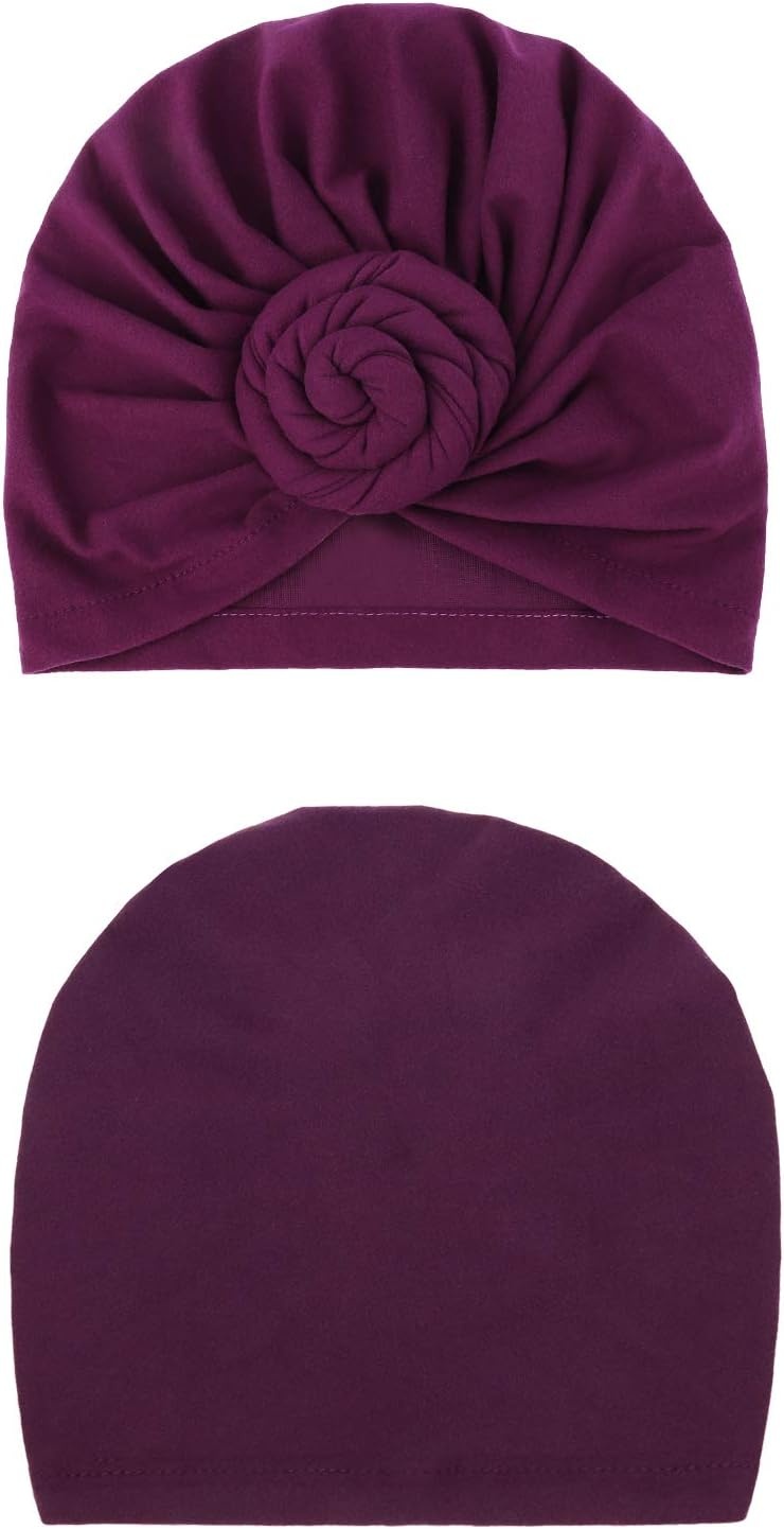 image:imageDRESHOW 5 Pack Knotted Headwraps for Women African Turban PreKnotted Beanie Headwraps Hair Covers5 Pack Donuts PurpleTanNavyHemp GreyBlack