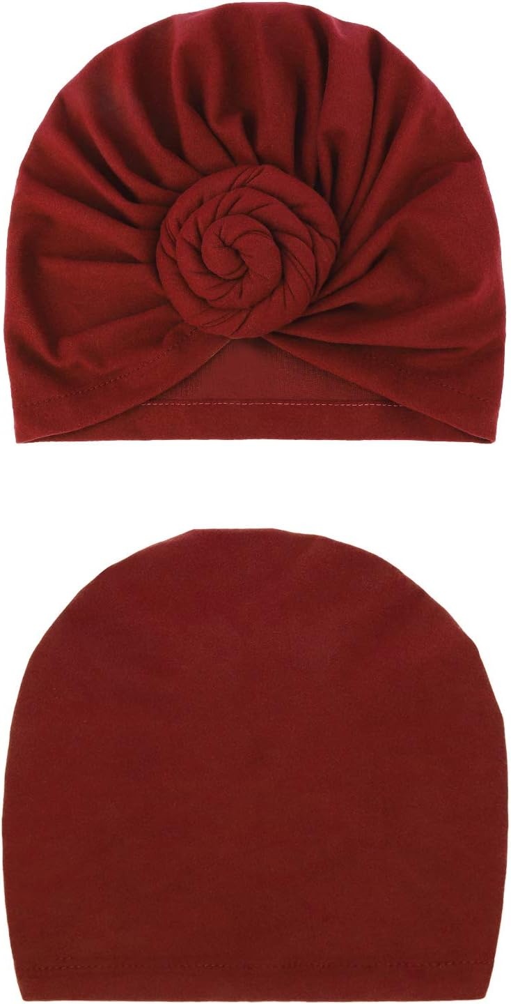 image:imageDRESHOW 5 Pack Knotted Headwraps for Women African Turban PreKnotted Beanie Headwraps Hair Covers5 Pack Donuts TanWineYellowNavyBlack