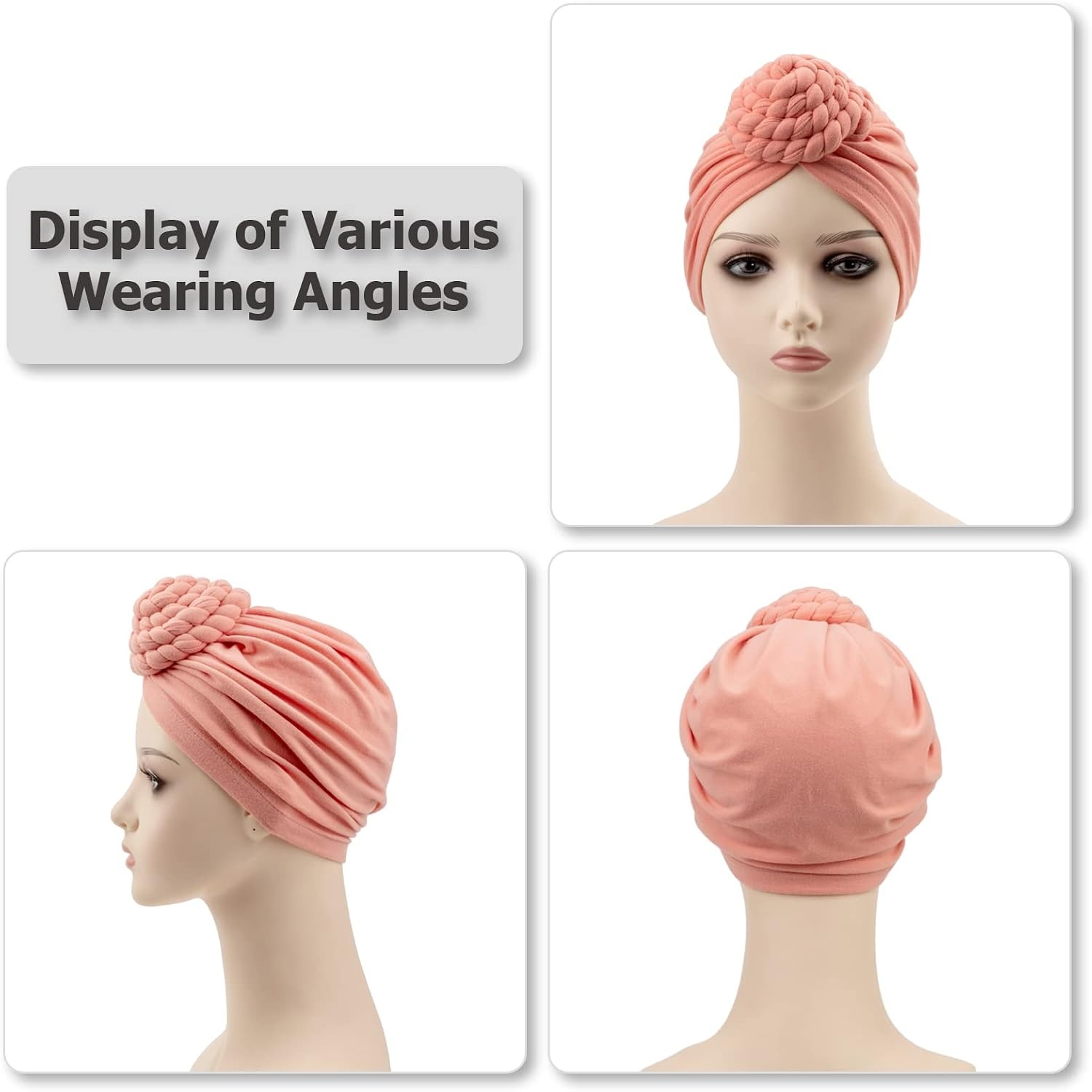 image:imageDRESHOW 5 Pack Knotted Headwraps for Women African Turban PreKnotted Beanie Headwraps Hair Covers5 Pcs Donut Flower Gorgeous