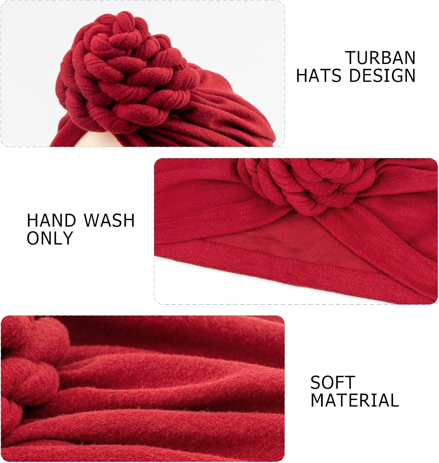 image:imageDRESHOW 5 Pack Knotted Headwraps for Women African Turban PreKnotted Beanie Headwraps Hair Covers5 Pcs Donut Flower Gorgeous