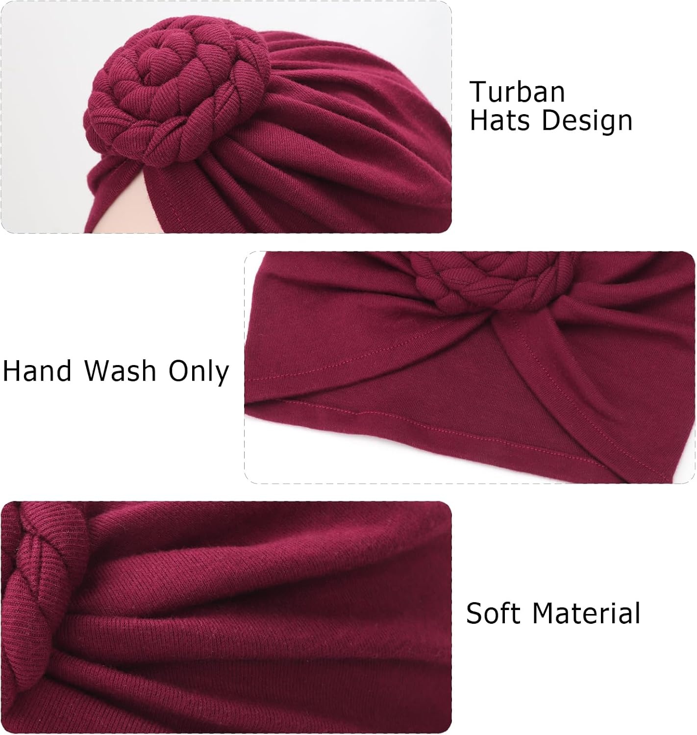 image:imageDRESHOW 5 Pack Knotted Headwraps for Women African Turban PreKnotted Beanie Headwraps Hair Covers5 Pcs Donut Flower Maroon Beige Black Brown Light Gray