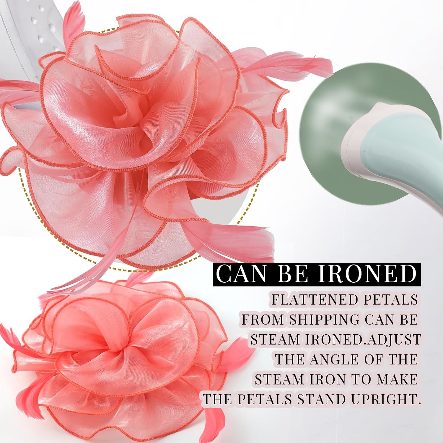 image:imageDRESHOW Fascinators Hat Tea Party Headwear Ribbons Feathers on a Headband and a Clip for Women1 Pc Coral Pink