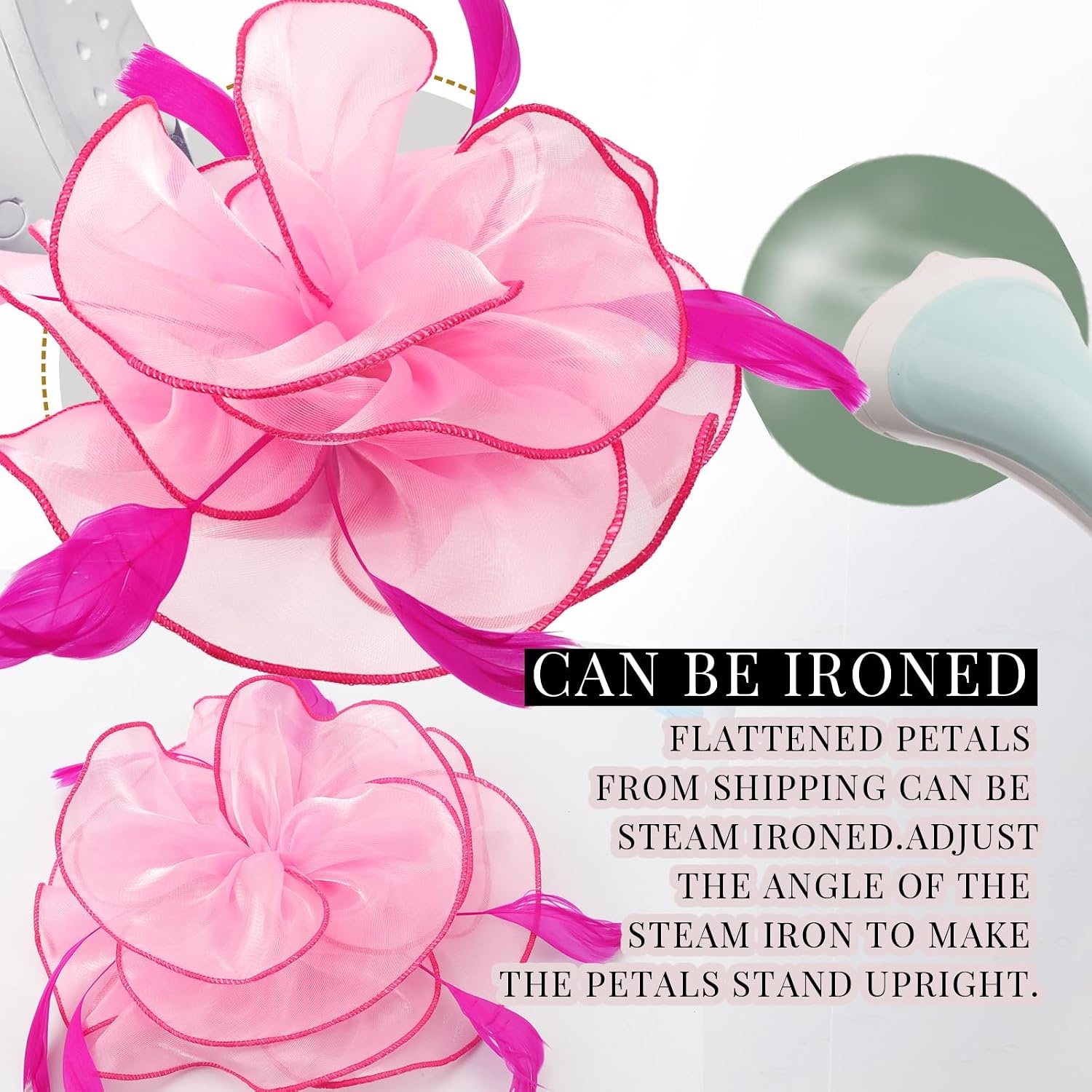 image:imageDRESHOW Fascinators Hat Tea Party Headwear Ribbons Feathers on a Headband and a Clip for Women82 Pale Pink Hot Pink