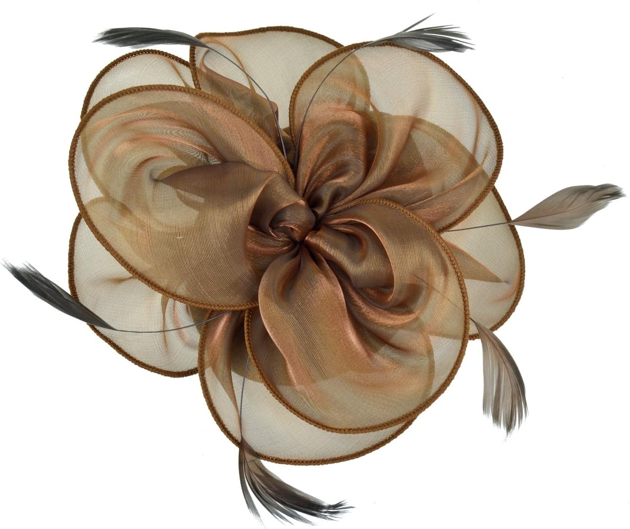 image:imageDRESHOW Fascinators Hat Tea Party Headwear Ribbons Feathers on a Headband and a Clip for WomenBrown