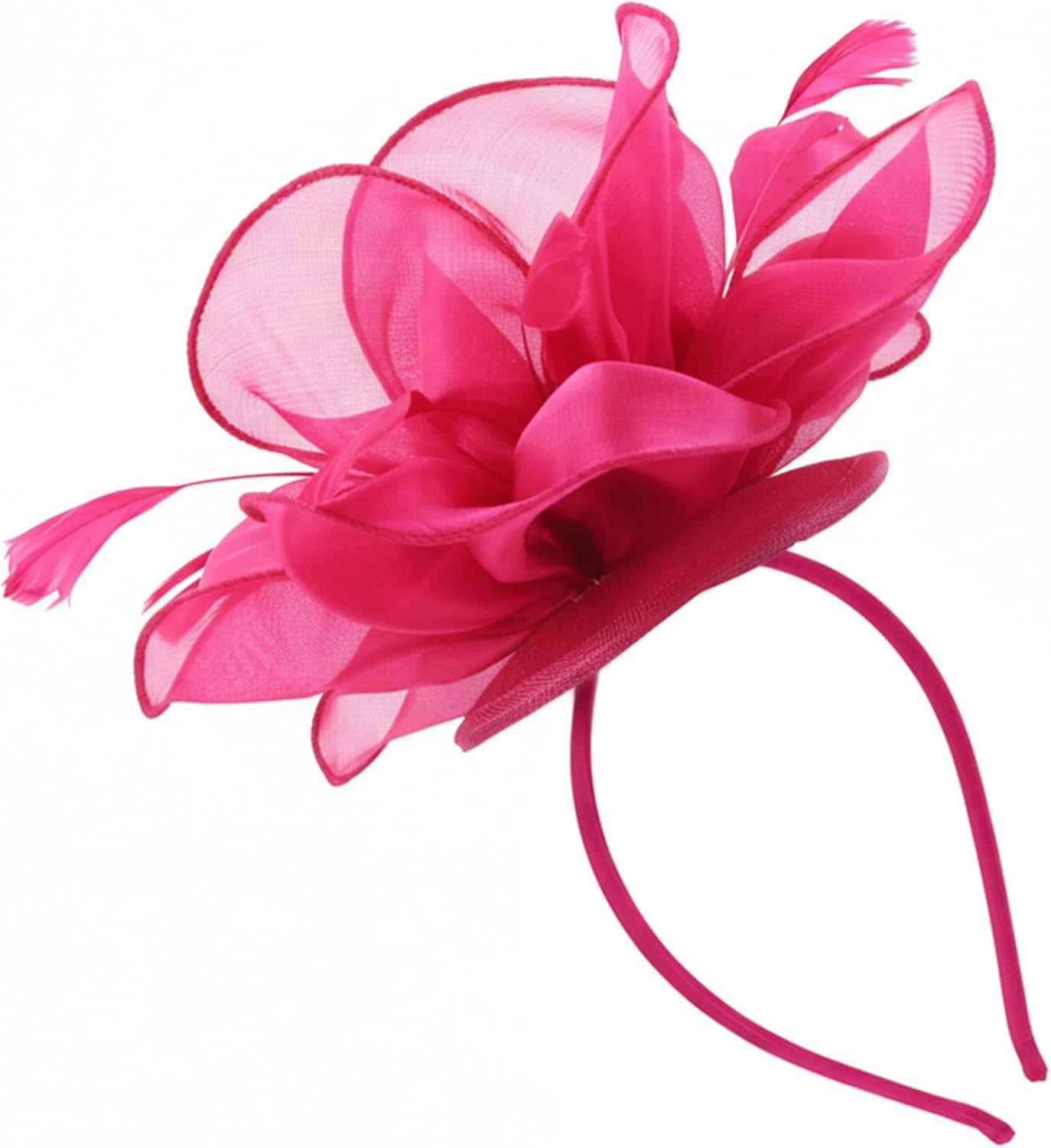 image:imageDRESHOW Fascinators Hat Tea Party Headwear Ribbons Feathers on a Headband and a Clip for WomenDeeppink