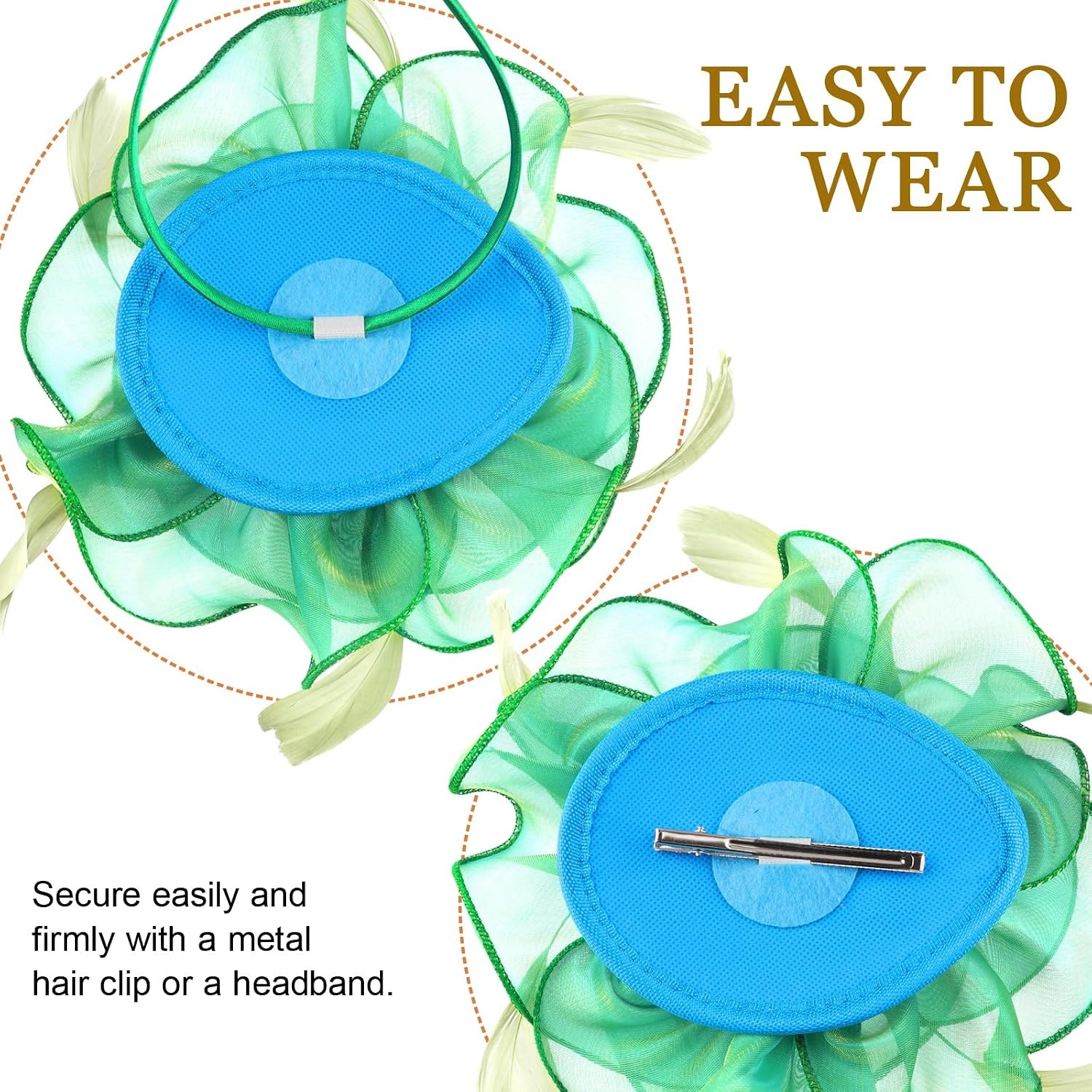 image:imageDRESHOW Fascinators Hat Tea Party Headwear Ribbons Feathers on a Headband and a Clip for WomenEmerald Green