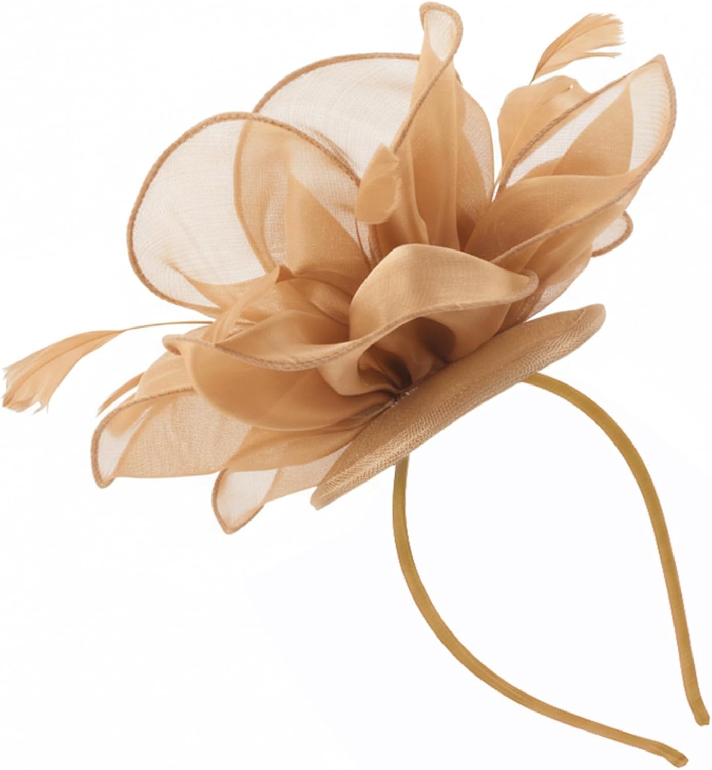 image:imageDRESHOW Fascinators Hat Tea Party Headwear Ribbons Feathers on a Headband and a Clip for WomenGold