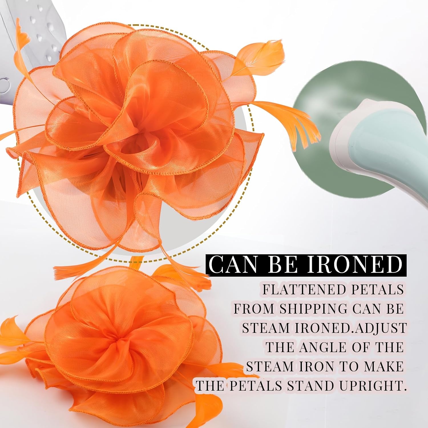 image:imageDRESHOW Fascinators Hat Tea Party Headwear Ribbons Feathers on a Headband and a Clip for WomenOrange