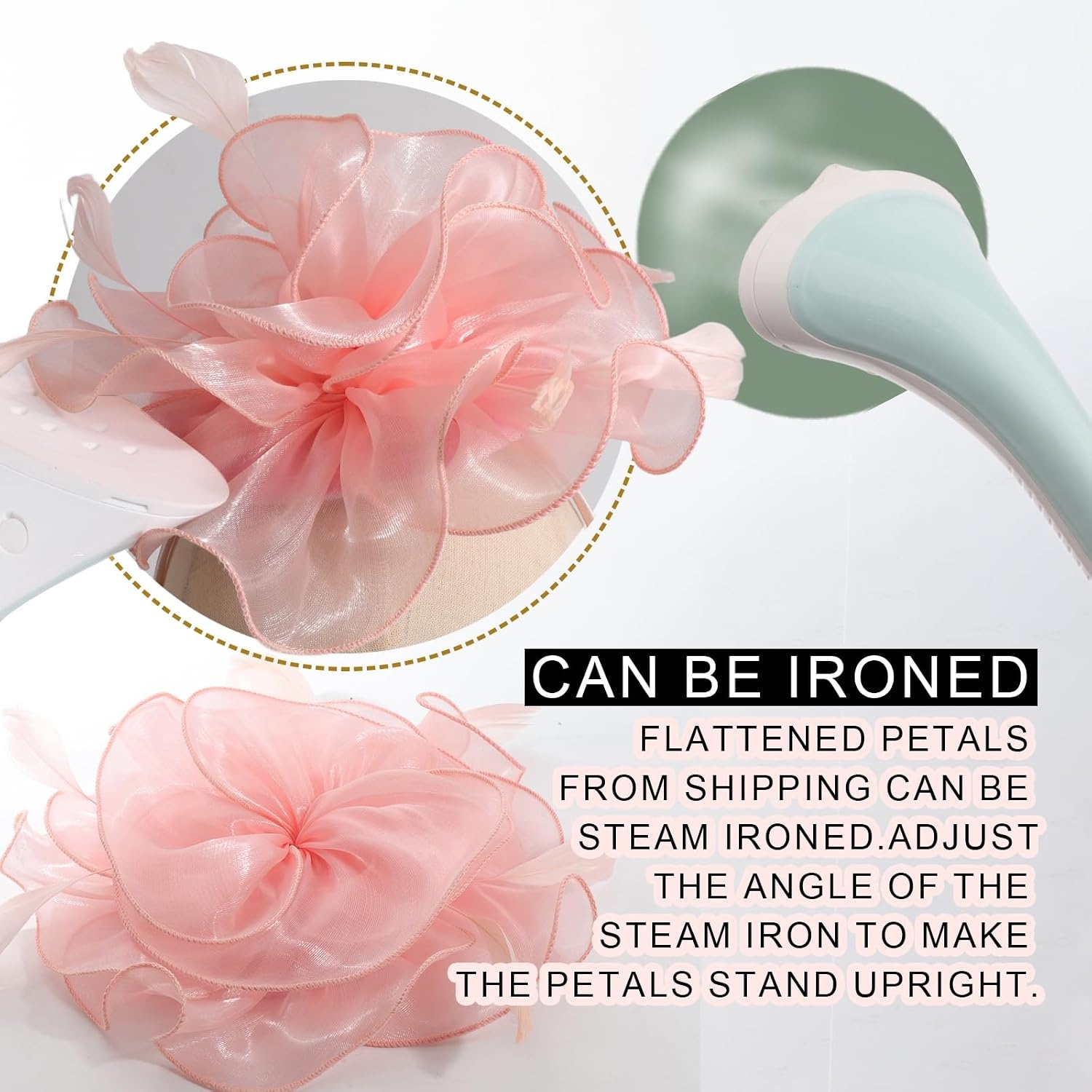 image:imageDRESHOW Fascinators Hat Tea Party Headwear Ribbons Feathers on a Headband and a Clip for WomenPale Pink