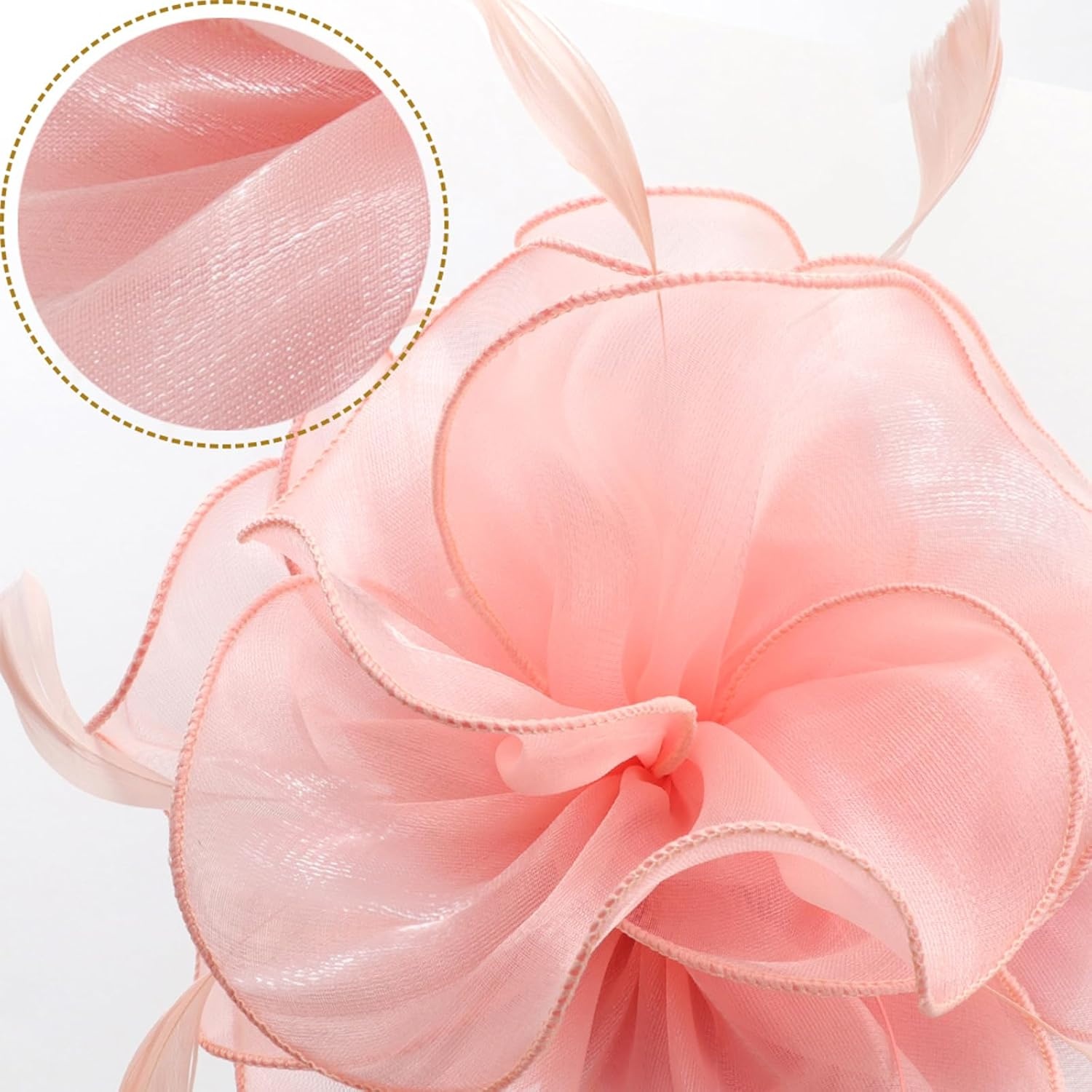 image:imageDRESHOW Fascinators Hat Tea Party Headwear Ribbons Feathers on a Headband and a Clip for WomenPale Pink