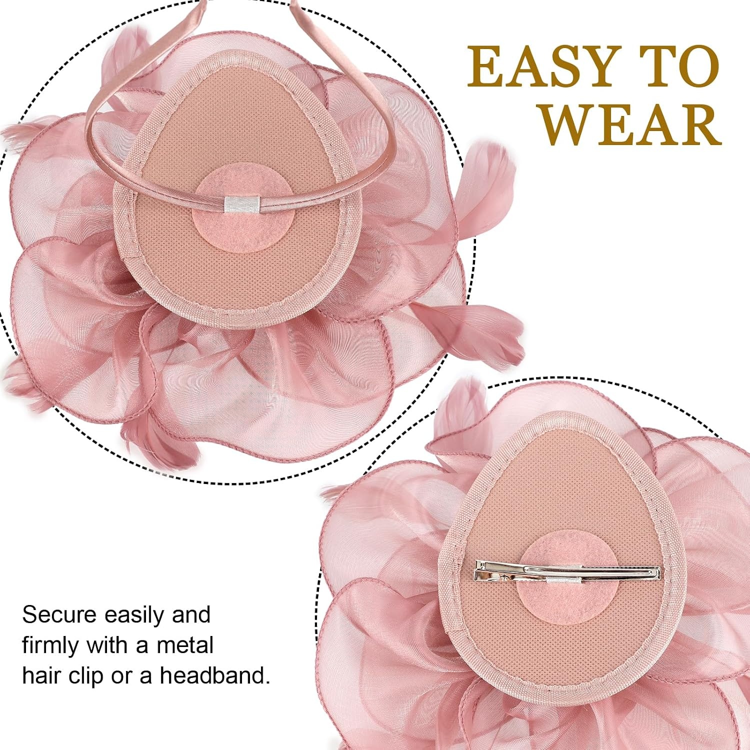 image:imageDRESHOW Fascinators Hat Tea Party Headwear Ribbons Feathers on a Headband and a Clip for WomenPink