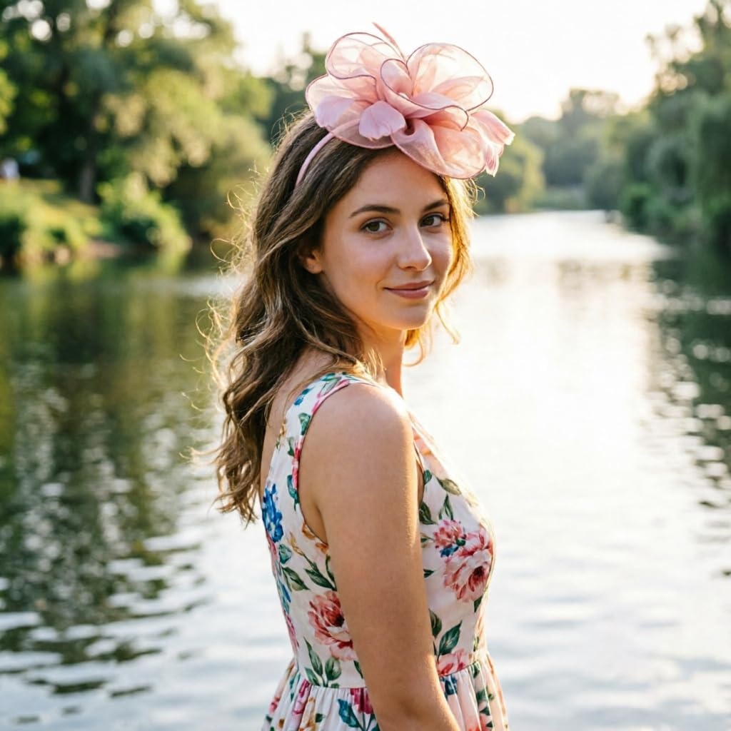 image:imageDRESHOW Fascinators Hat Tea Party Headwear Ribbons Feathers on a Headband and a Clip for WomenPink