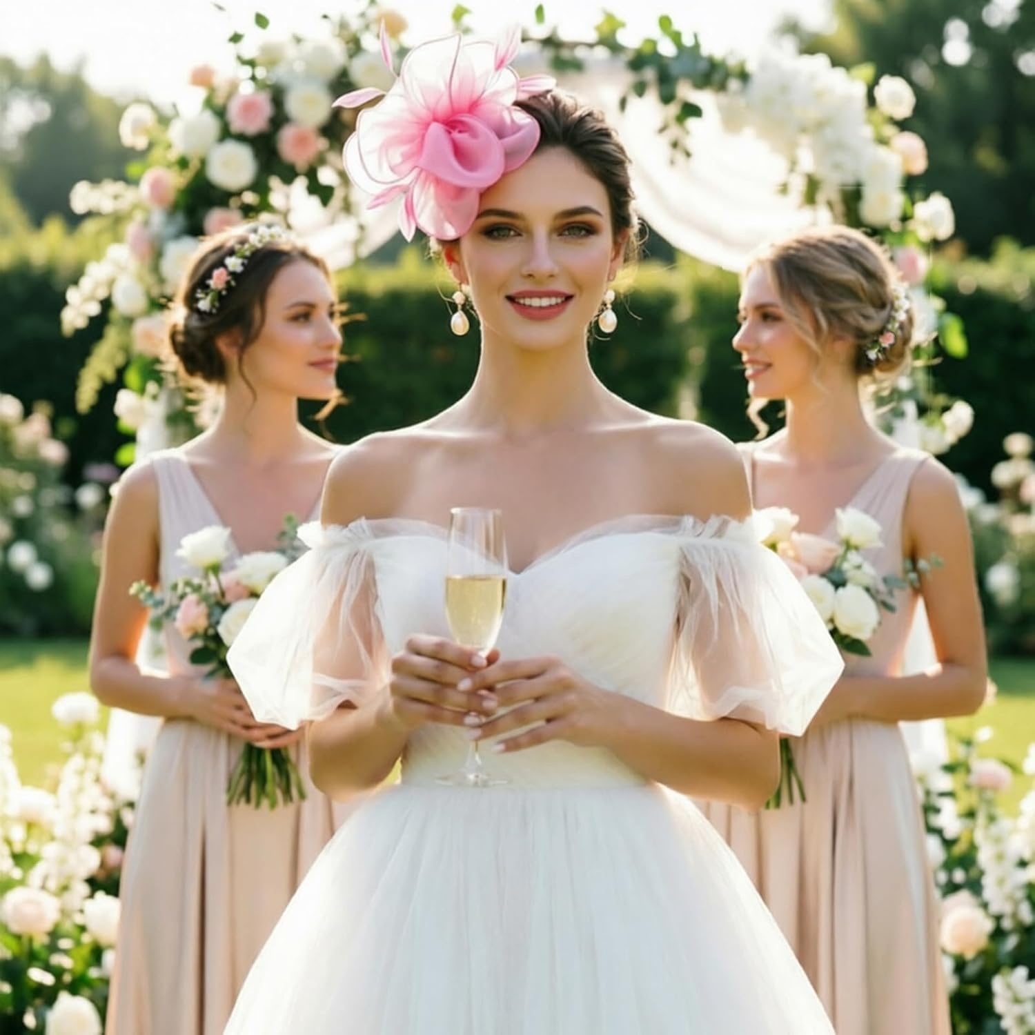 image:imageDRESHOW Fascinators Hat Tea Party Headwear Ribbons Feathers on a Headband and a Clip for WomenPink a