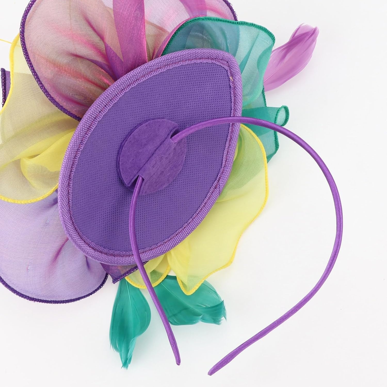 image:imageDRESHOW Fascinators Hat Tea Party Headwear Ribbons Feathers on a Headband and a Clip for WomenTri Color Fascinator