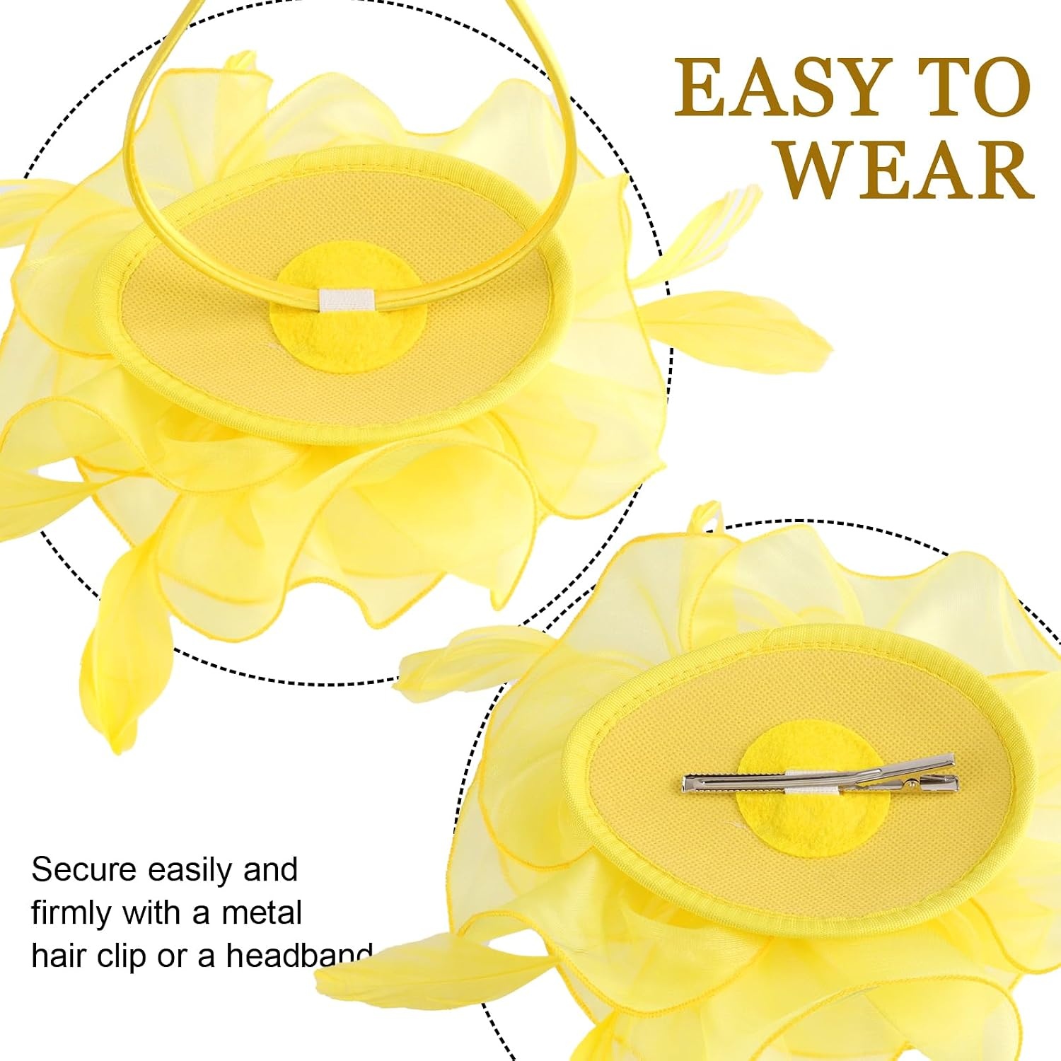 image:imageDRESHOW Fascinators Hat Tea Party Headwear Ribbons Feathers on a Headband and a Clip for WomenYellow
