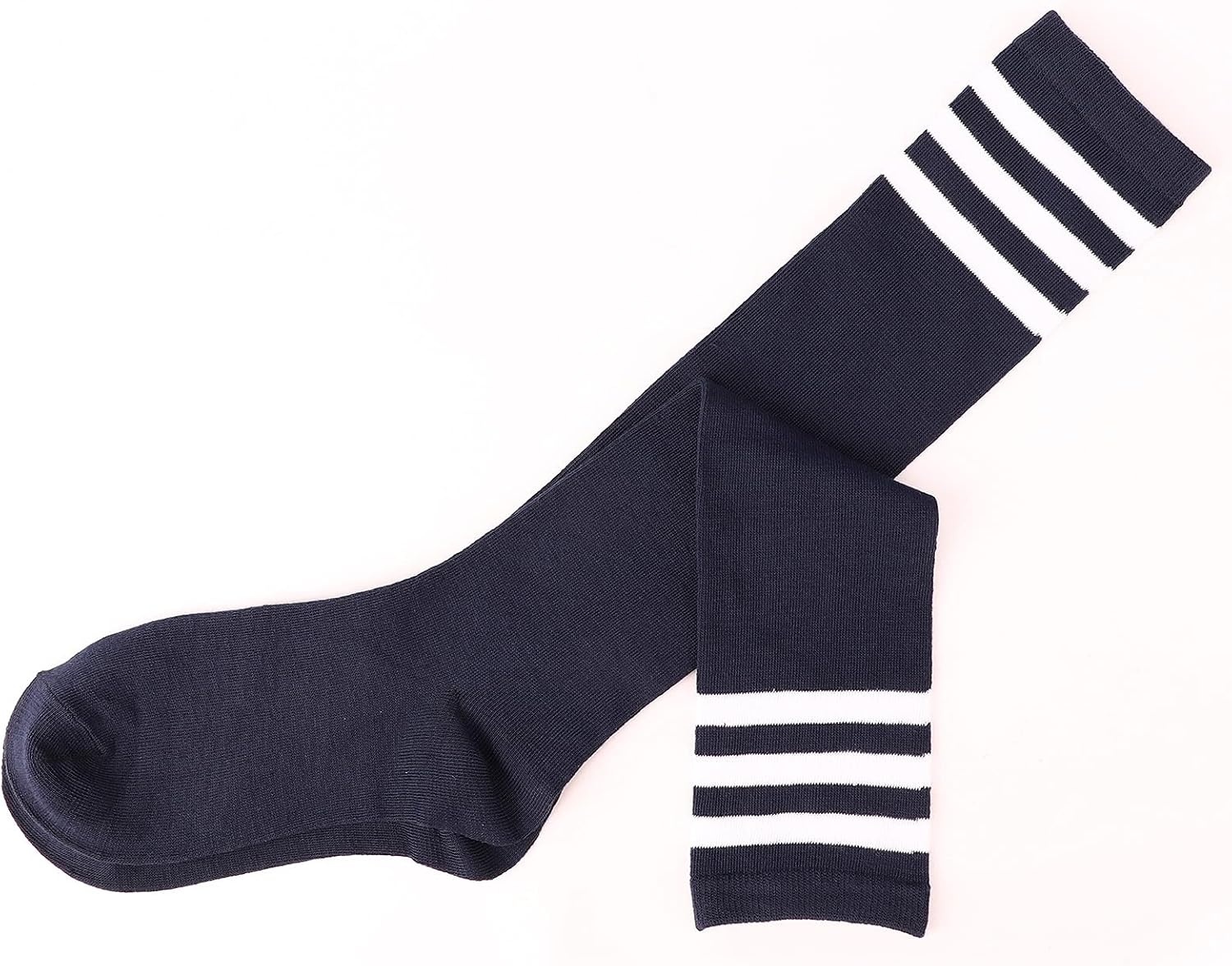 image:imageDRESHOW Womens Knee High Socks Seamless Toe Stripe Tube Knee Socks 3 Pairs3 Pairs Knee High Socks GreyNavyBlack