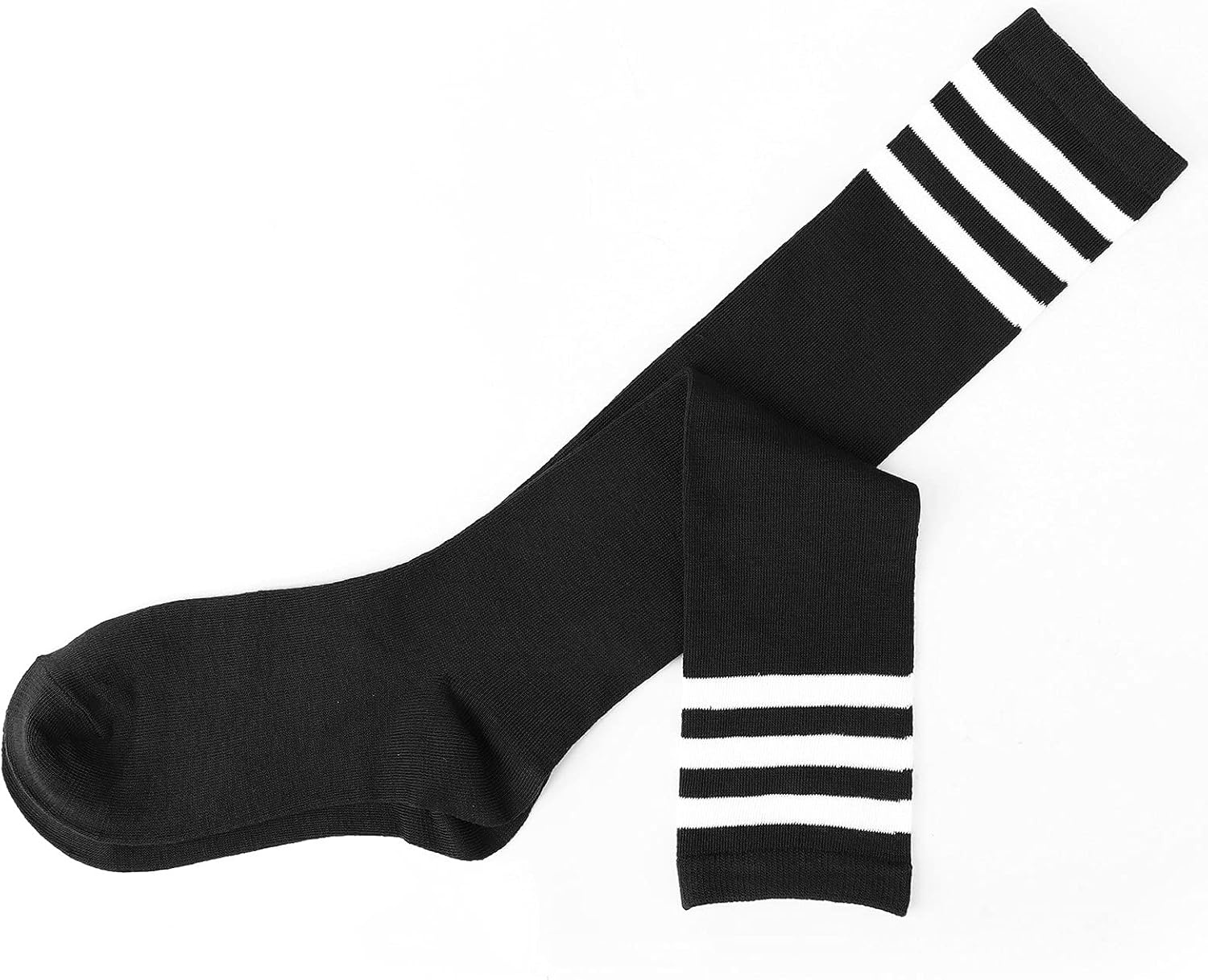 image:imageDRESHOW Womens Knee High Socks Seamless Toe Stripe Tube Knee Socks 3 Pairs3 Pairs Knee High White White Black