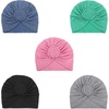 DRESHOW 5 Pack Knotted Headwraps for Women African Turban Pre-Knotted Beanie Headwraps Hair Covers(5 Pack Donuts: Blue  Lake Green  Pink  Grey  Black)