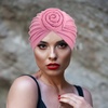DRESHOW 5 Pack Knotted Headwraps for Women African Turban Pre-Knotted Beanie Headwraps Hair Covers(5 Pack Donuts: Blue  Lake Green  Pink  Grey  Black)