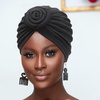 DRESHOW 5 Pack Knotted Headwraps for Women African Turban Pre-Knotted Beanie Headwraps Hair Covers(5 Pack Donuts: Blue  Lake Green  Pink  Grey  Black)