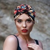 DRESHOW 5 Pack Knotted Headwraps for Women African Turban Pre-Knotted Beanie Headwraps Hair Covers(5 Pack Donuts: Flower Printed Ba)
