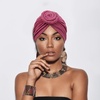 DRESHOW 5 Pack Knotted Headwraps for Women African Turban Pre-Knotted Beanie Headwraps Hair Covers(5 Pack Donuts: Ivory  Taupe  Black  Gray  Fuchsia)