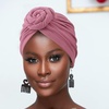 DRESHOW 5 Pack Knotted Headwraps for Women African Turban Pre-Knotted Beanie Headwraps Hair Covers(5 Pack Donuts: Navy/Burgundy/Pink/Black/Grey)