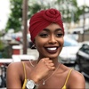 DRESHOW 5 Pack Knotted Headwraps for Women African Turban Pre-Knotted Beanie Headwraps Hair Covers(5 Pack Donuts: Tan/Wine/Yellow/Navy/Black)