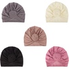 DRESHOW 5 Pack Knotted Headwraps for Women African Turban Pre-Knotted Beanie Headwraps Hair Covers(5 Pack Donuts: White/Tan/Pink/Grey/Black)