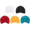 DRESHOW 5 Pack Knotted Headwraps for Women African Turban Pre-Knotted Beanie Headwraps Hair Covers(5 Pack Knotted: Black  Russet  Mustarl  Teal  White)
