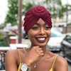 DRESHOW 5 Pack Knotted Headwraps for Women African Turban Pre-Knotted Beanie Headwraps Hair Covers(5 Pcs Donut Flower: Maroon  Beige  Black  Brown  Light Gray)