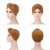 DRESHOW 5 Pack Knotted Headwraps for Women African Turban Pre-Knotted Beanie Headwraps Hair Covers(5 Pcs Donut Flower: Maroon  Beige  Black  Brown  Light Gray)