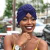 DRESHOW 5 Pack Knotted Headwraps for Women African Turban Pre-Knotted Beanie Headwraps Hair Covers(5 Pcs Donut Flower: White  Yellow  Navy Blue  Dark Coffee  Black)