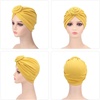 DRESHOW 5 Pack Knotted Headwraps for Women African Turban Pre-Knotted Beanie Headwraps Hair Covers(5 Pcs Donut Flower: White  Yellow  Navy Blue  Dark Coffee  Black)