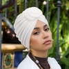 DRESHOW 5 Pack Knotted Headwraps for Women African Turban Pre-Knotted Beanie Headwraps Hair Covers(5 Pcs Donut Flower: White  Yellow  Navy Blue  Dark Coffee  Black)
