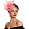 DRESHOW Fascinators Hat Tea Party Headwear Ribbons Feathers on a Headband and a Clip for Women(1 Pc: Coral Pink)