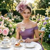 DRESHOW Fascinators Hat Tea Party Headwear Ribbons Feathers on a Headband and a Clip for Women(1 Pc: Dusty Rose With Gold Shimmer)