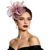 DRESHOW Fascinators Hat Tea Party Headwear Ribbons Feathers on a Headband and a Clip for Women(1 Pc: Dusty Rose With Gold Shimmer)