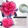 DRESHOW Fascinators Hat Tea Party Headwear Ribbons Feathers on a Headband and a Clip for Women(8.2″ / Hot Pink & Navy Blue)