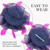 DRESHOW Fascinators Hat Tea Party Headwear Ribbons Feathers on a Headband and a Clip for Women(8.2″ / Navy Blue & Hot Pink)