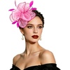 DRESHOW Fascinators Hat Tea Party Headwear Ribbons Feathers on a Headband and a Clip for Women(8.2″ / Pale Pink & Hot Pink)