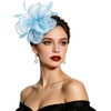 DRESHOW Fascinators Hat Tea Party Headwear Ribbons Feathers on a Headband and a Clip for Women(8.2″ / Sky Blue)