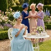 DRESHOW Fascinators Hat Tea Party Headwear Ribbons Feathers on a Headband and a Clip for Women(8.2″ / Sky Blue)