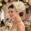 DRESHOW Fascinators Hat Tea Party Headwear Ribbons Feathers on a Headband and a Clip for Women(Beige)
