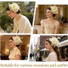 DRESHOW Fascinators Hat Tea Party Headwear Ribbons Feathers on a Headband and a Clip for Women(Beige)