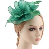 DRESHOW Fascinators Hat Tea Party Headwear Ribbons Feathers on a Headband and a Clip for Women(Dark Green)