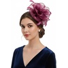 DRESHOW Fascinators Hat Tea Party Headwear Ribbons Feathers on a Headband and a Clip for Women(Deep Purple)