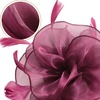 DRESHOW Fascinators Hat Tea Party Headwear Ribbons Feathers on a Headband and a Clip for Women(Deep Purple)