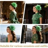 DRESHOW Fascinators Hat Tea Party Headwear Ribbons Feathers on a Headband and a Clip for Women(Emerald Green)